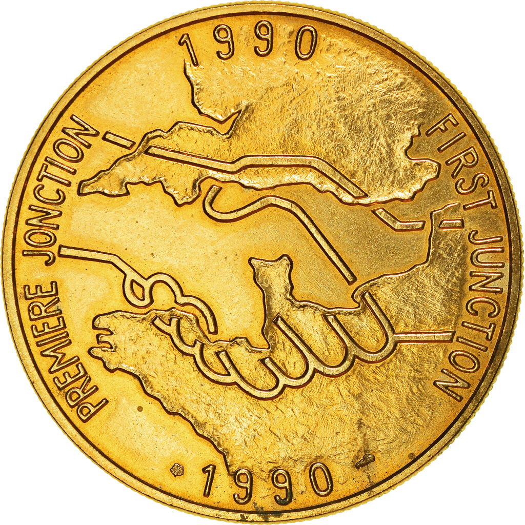 France, Medal, Tunnel sous la Manche - First Junction, 1990, , Bronze