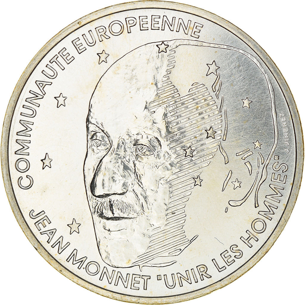 Munten, Frankrijk, Jean Monnet, 100 Francs, 1992, ESSAI, FDC, Zilver