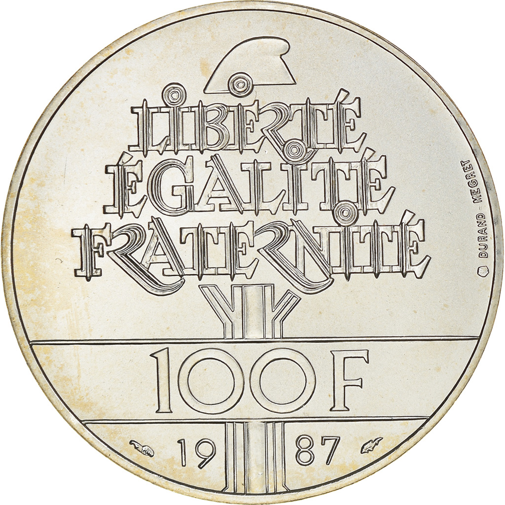 Munten, Frankrijk, La Fayette, 100 Francs, 1987, ESSAI, FDC, Zilver, KM:E137