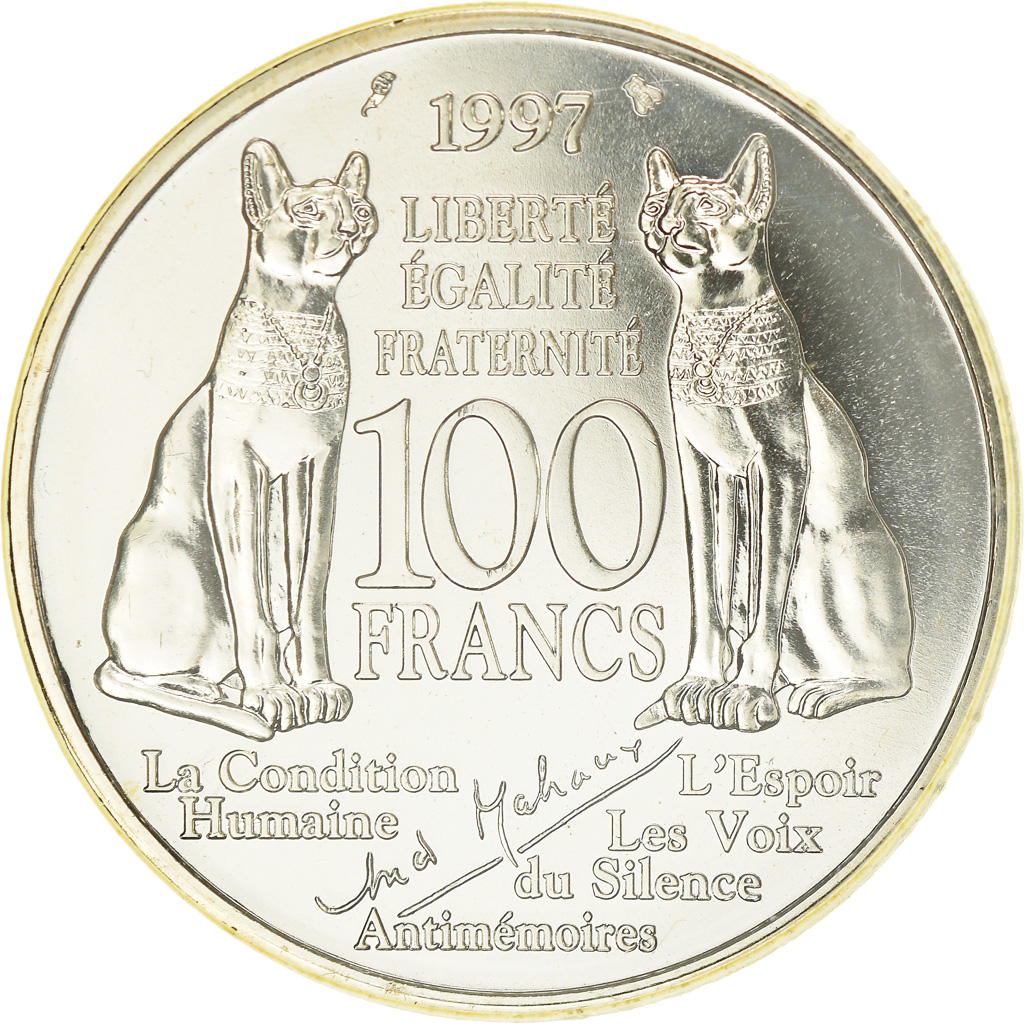 Coin, France, André Malraux, 100 Francs, 1997, MS, Silver, KM:1188
