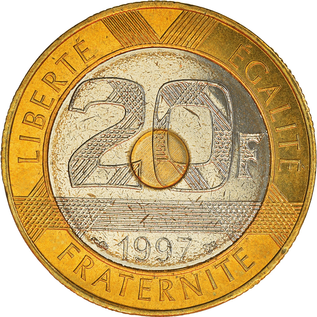 Coin, France, Mont Saint Michel, 20 Francs, 1997, Paris, 