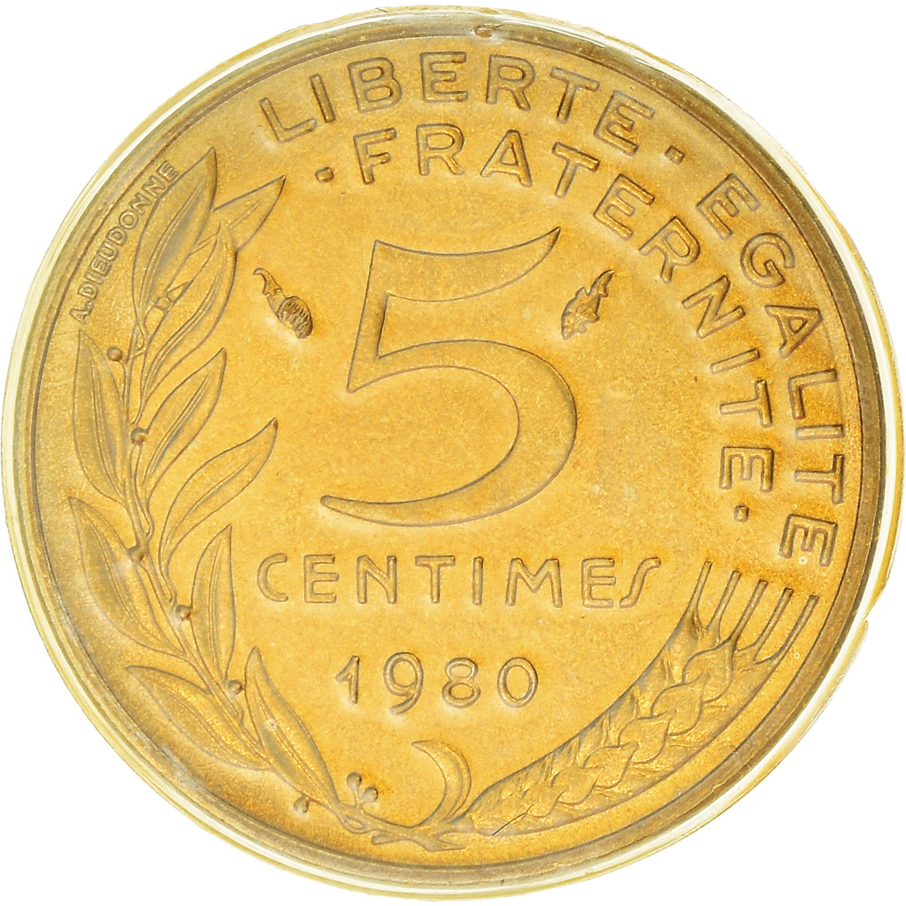 Coin, France, Marianne, 5 Centimes, 1980, Paris, Lagriffoul, 