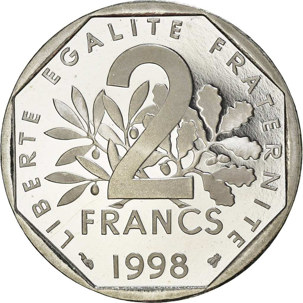 Coin, France, Semeuse, 2 Francs, 1998, Paris, Proof, , Nickel