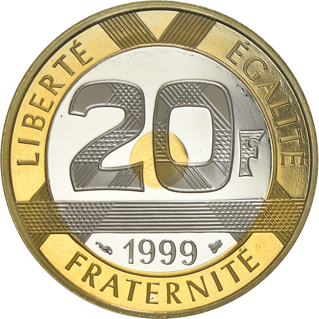 Coin, France, Mont Saint Michel, 20 Francs, 1999, Paris, Proof, 