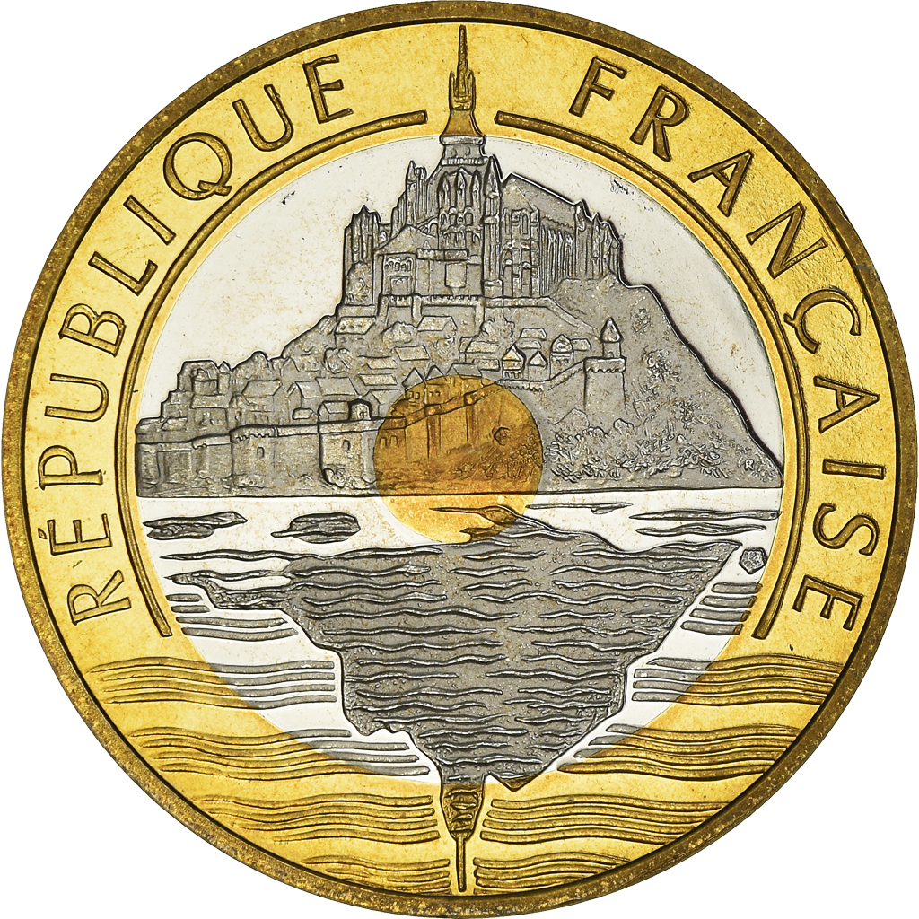 Coin, France, Mont Saint Michel, 20 Francs, 1996, Paris, Proof / BE, 