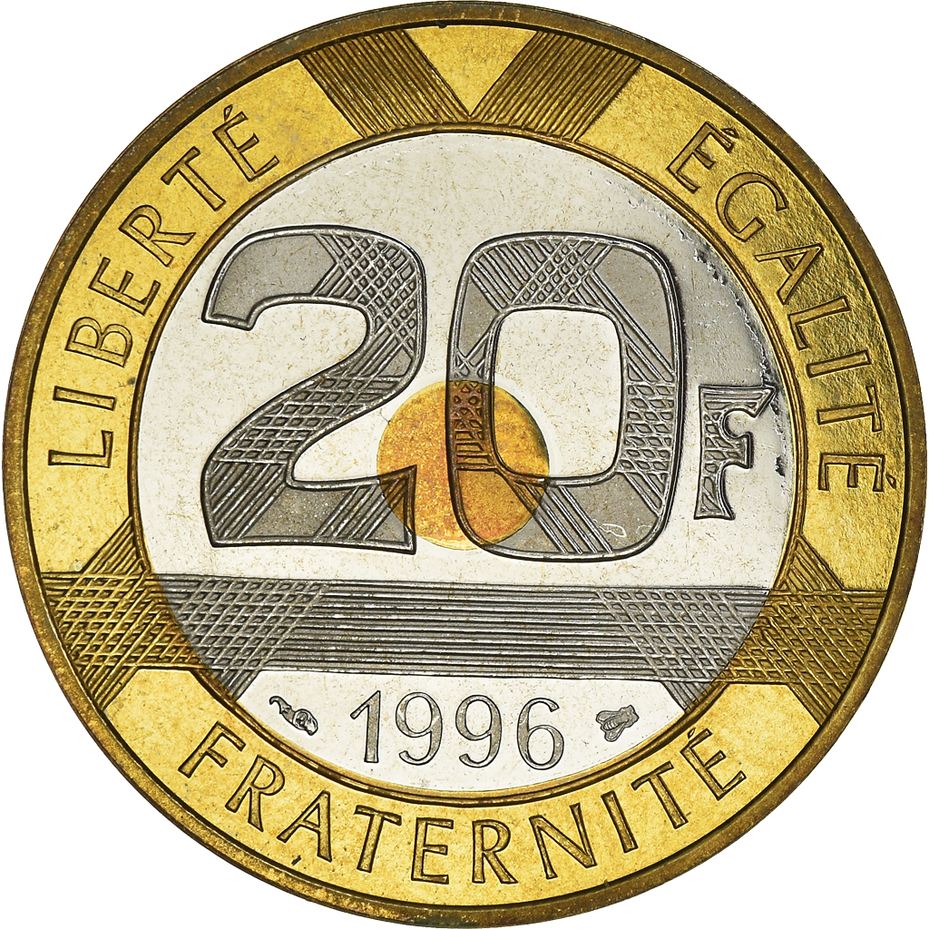 Coin, France, Mont Saint Michel, 20 Francs, 1996, Paris, Proof / BE, 