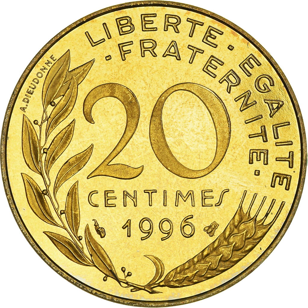 Coin, France, Marianne, 20 Centimes, 1996, Paris, Proof / BE, 