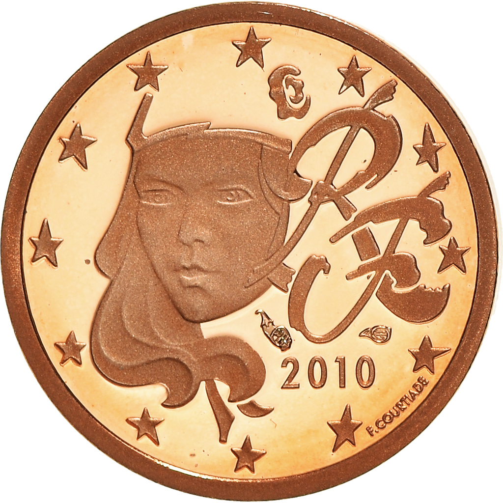 Francia, Euro Cent, 2010, Paris, Proof / BE, FDC, Cobre chapado en acero