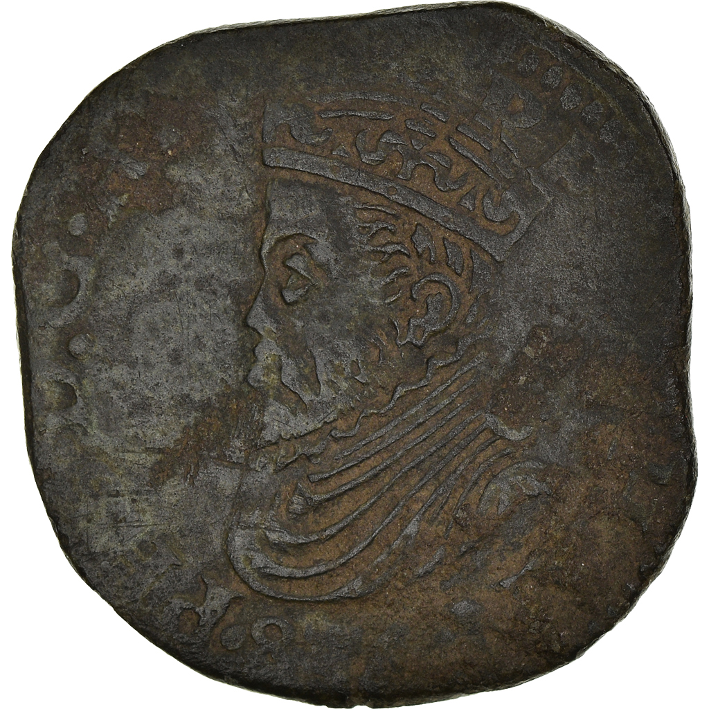 Coin, Spanish Netherlands, Philippe II, Liard, 1586, Tournai, , Copper