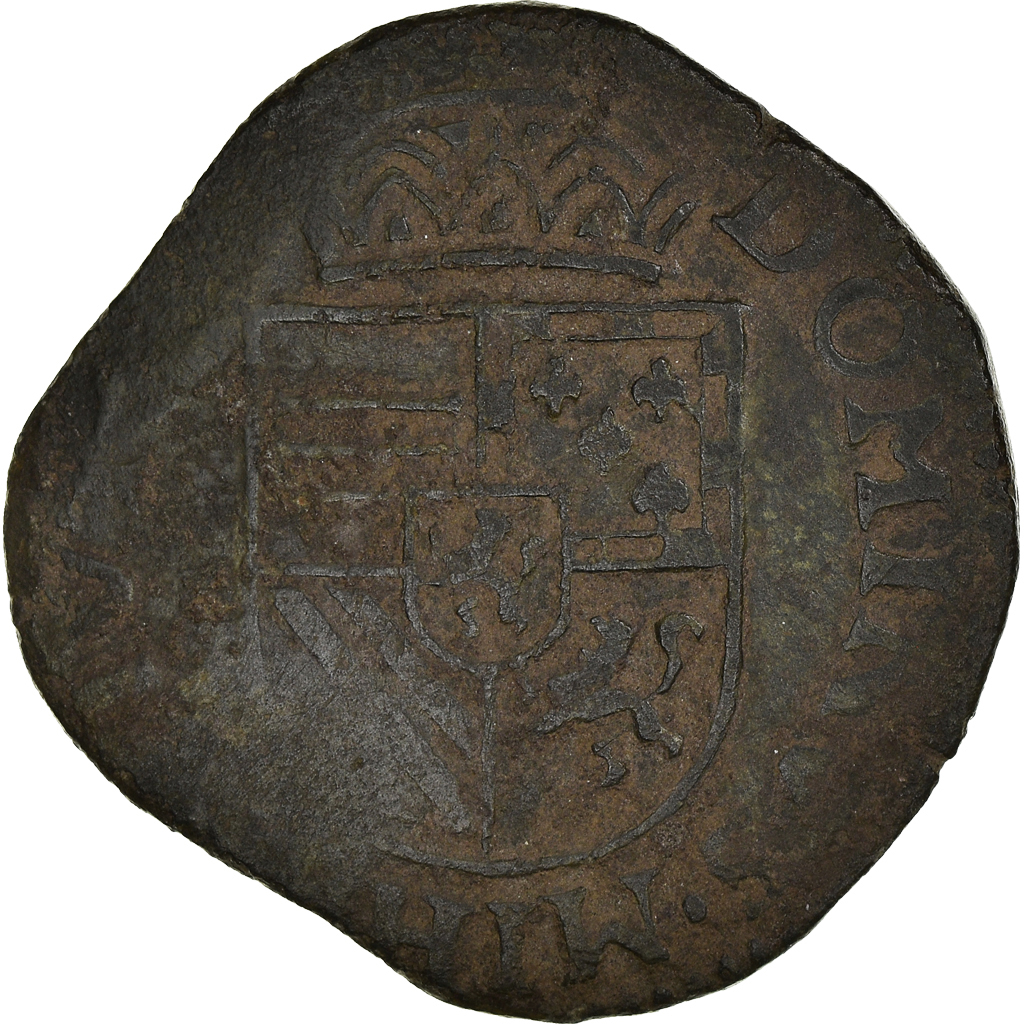 Coin, Spanish Netherlands, Philippe II, Liard, 1586, Tournai, , Copper