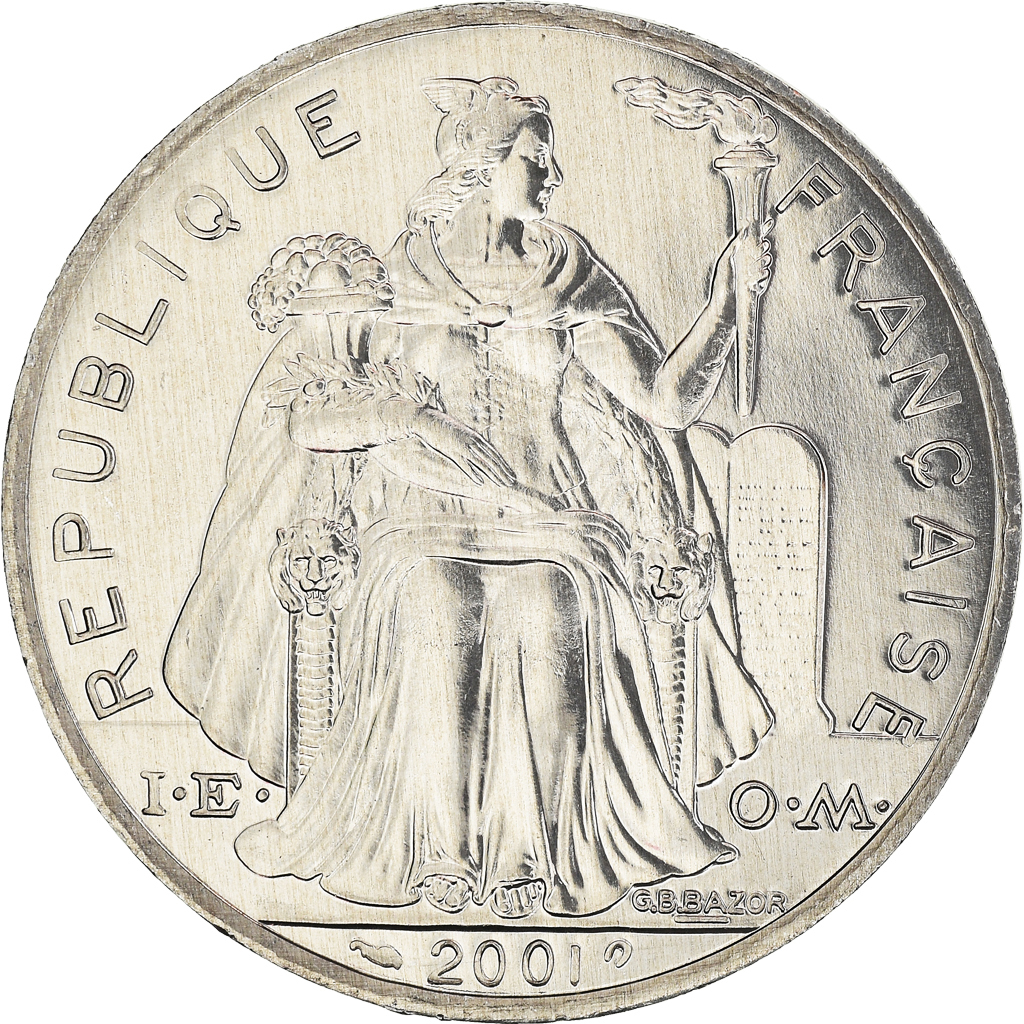Moneda, Polinesia francesa, 5 Francs, 2001, Paris, FDC, FDC, Aluminio, KM:12