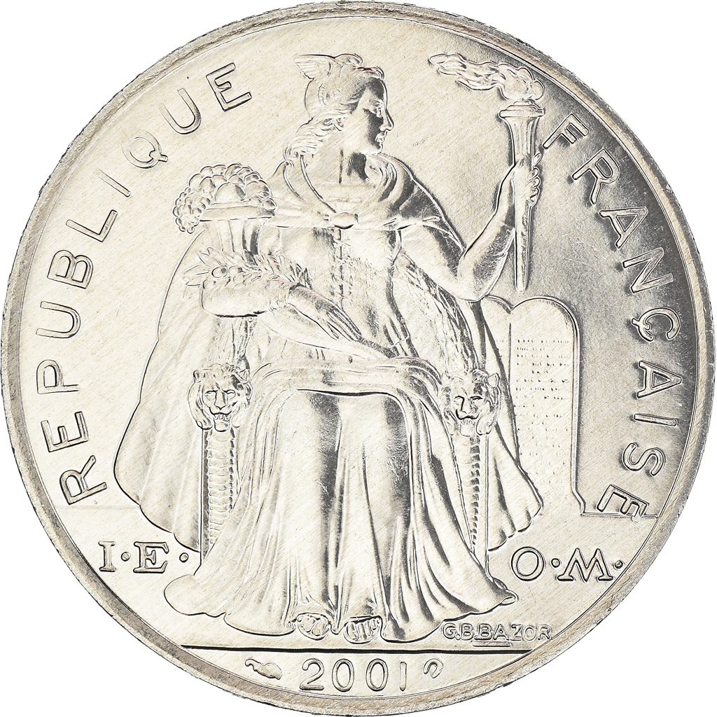 Moneda, Polinesia francesa, 5 Francs, 2001, Paris, FDC, Aluminio, KM:12
