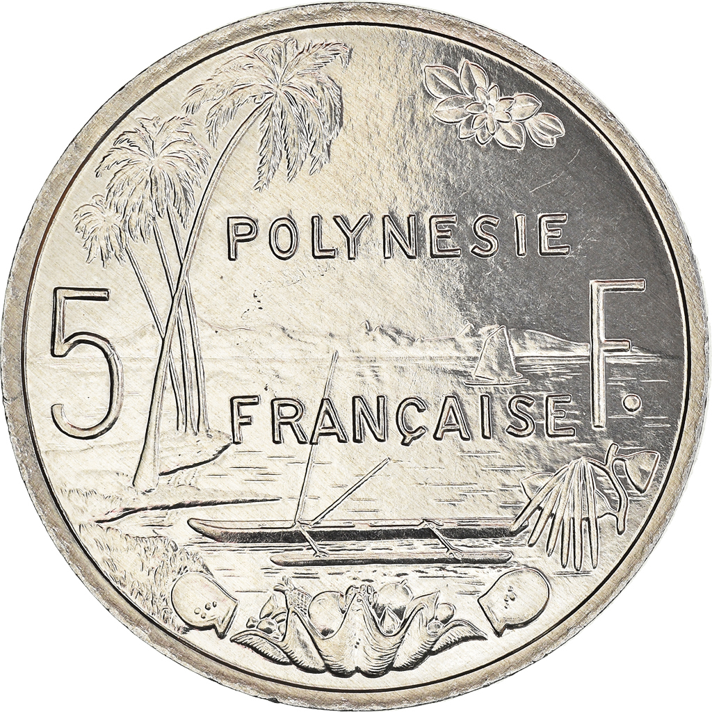 Moneda, Polinesia francesa, 5 Francs, 2001, Paris, FDC, Aluminio, KM:12