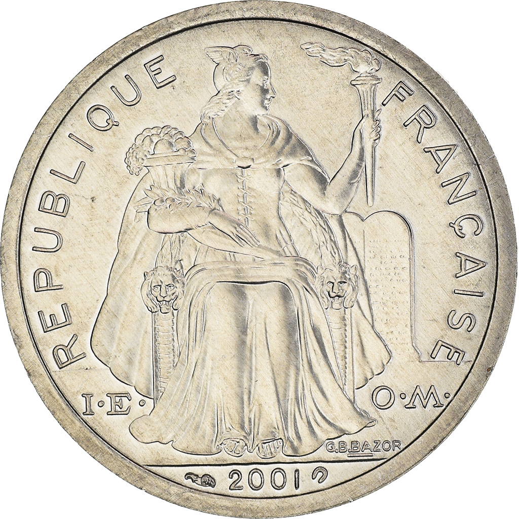 Moneda, Polinesia francesa, 2 Francs, 2001, Paris, FDC, FDC, Aluminio, KM:10