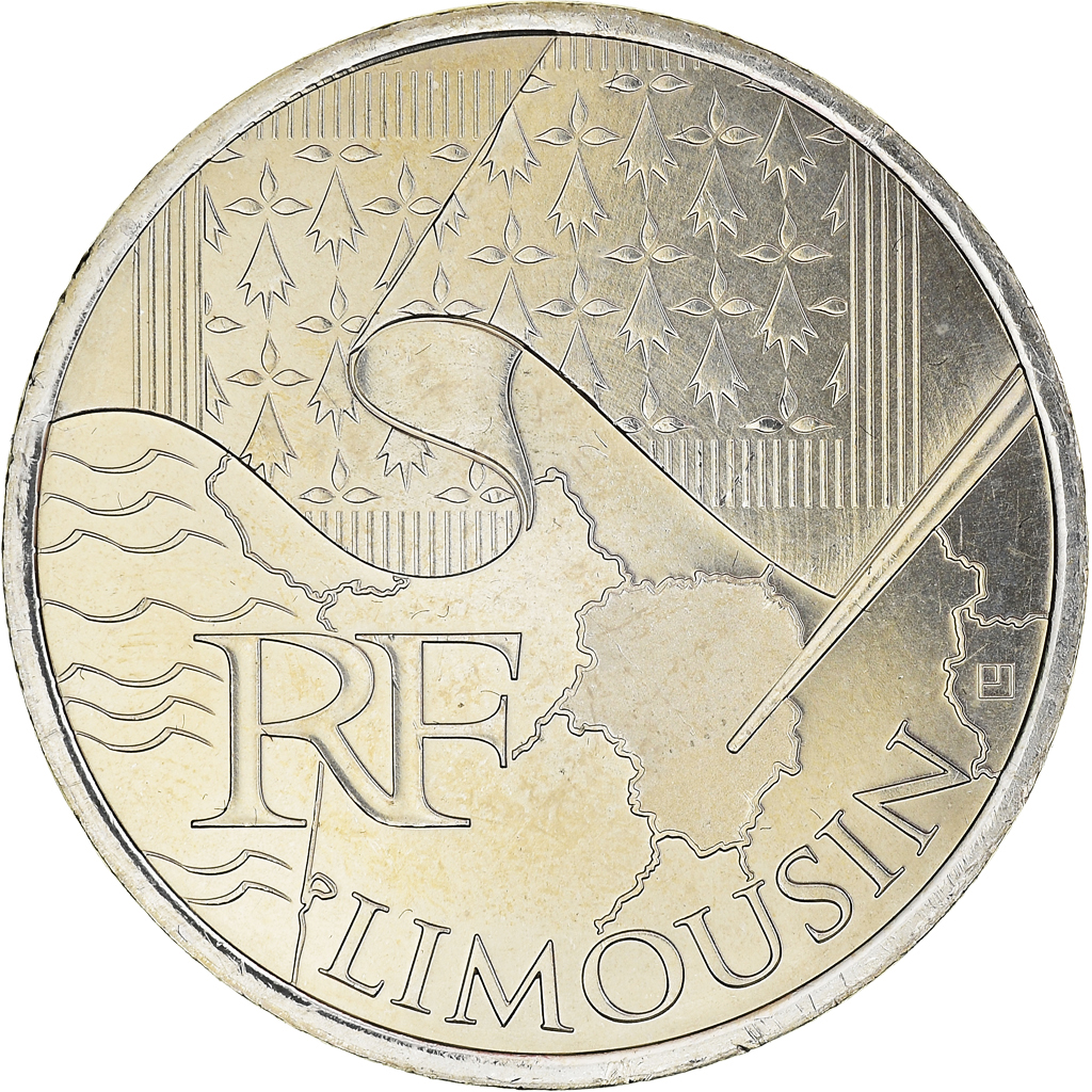 Frankreich, 10 Euro, Limousin, Euros des régions, 2010, UNZ+, Silber