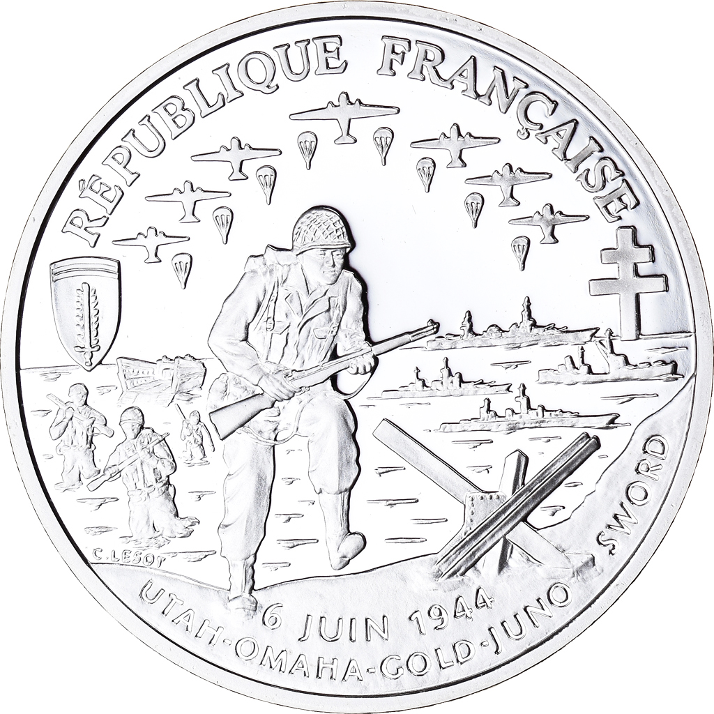 Coin, France, Débarquement, Franc, 1993, Paris, Essai Proof, , Silver