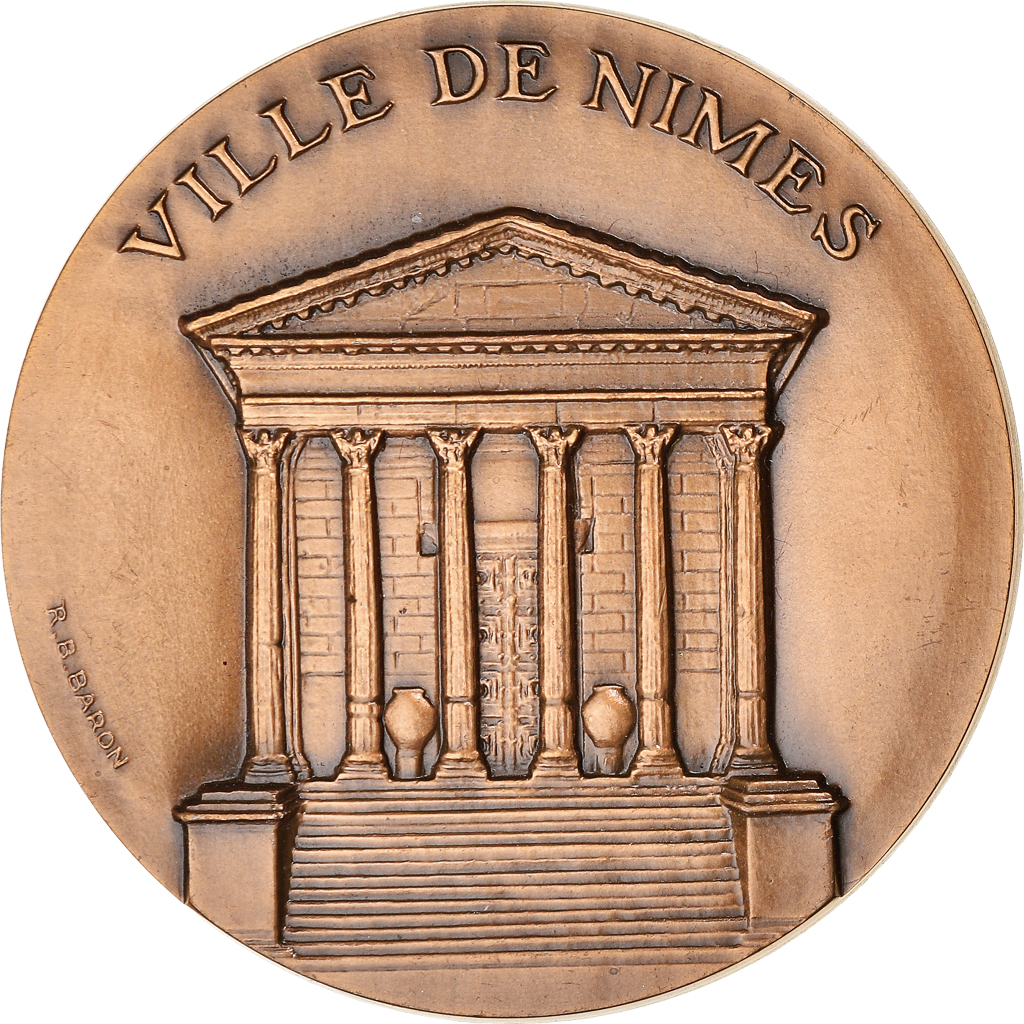 France, Medal, Ville de Nimes, Geography, 1987, Baron, , Bronze