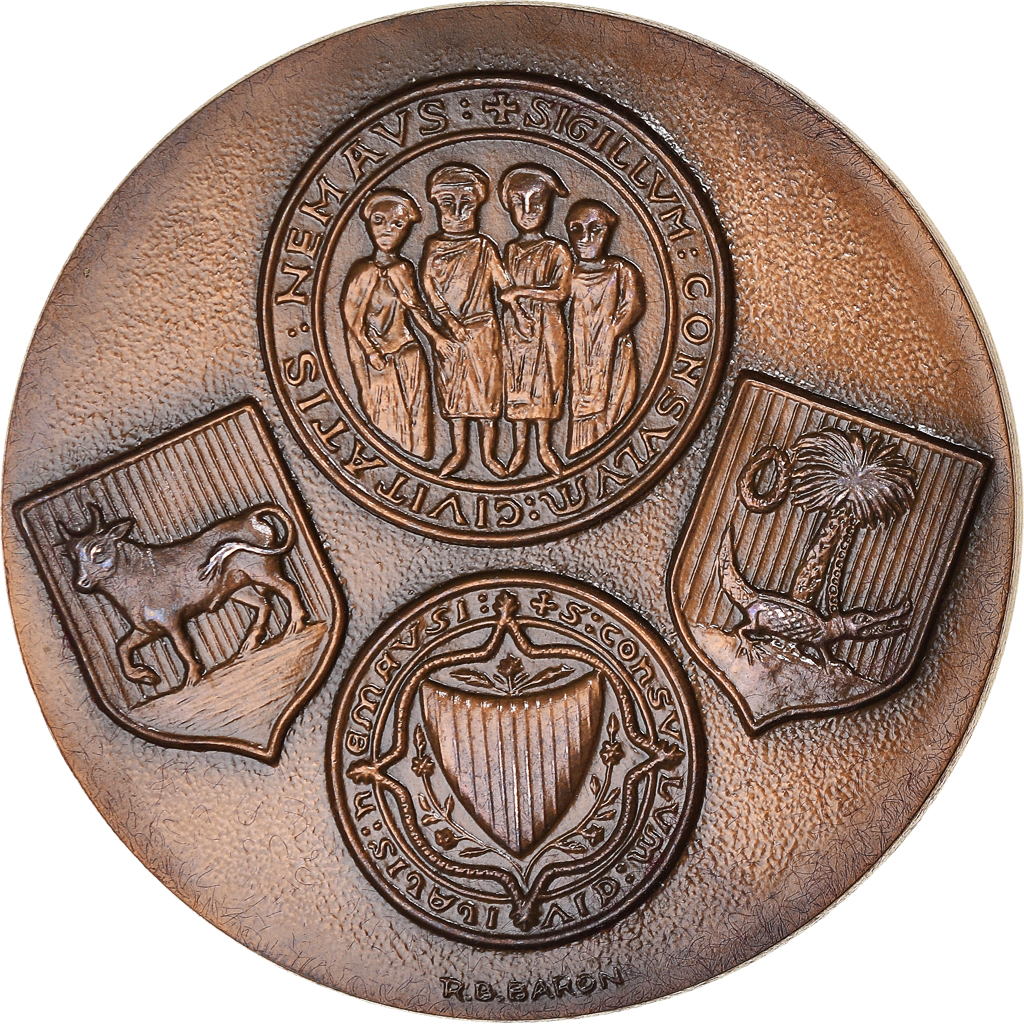 France, Medal, Ville de Nimes, Geography, 1987, Baron, , Bronze