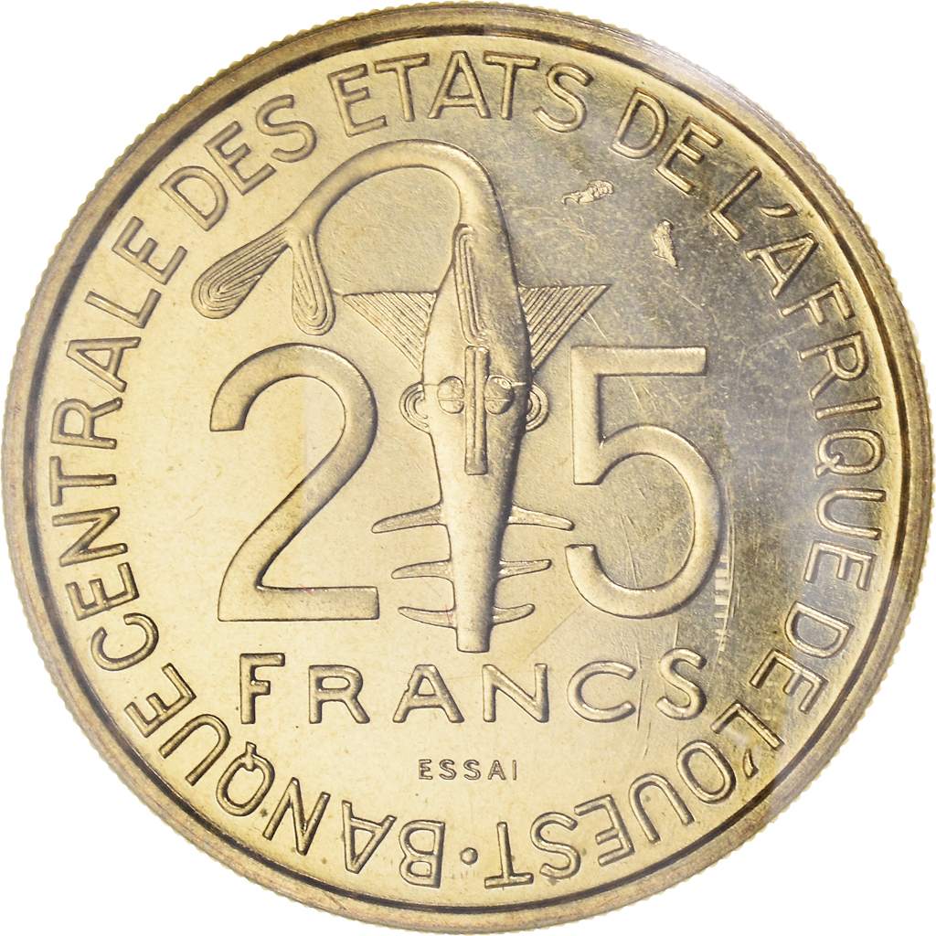 Coin, West African States, 25 Francs, 1970, Paris, , Aluminum-Bronze