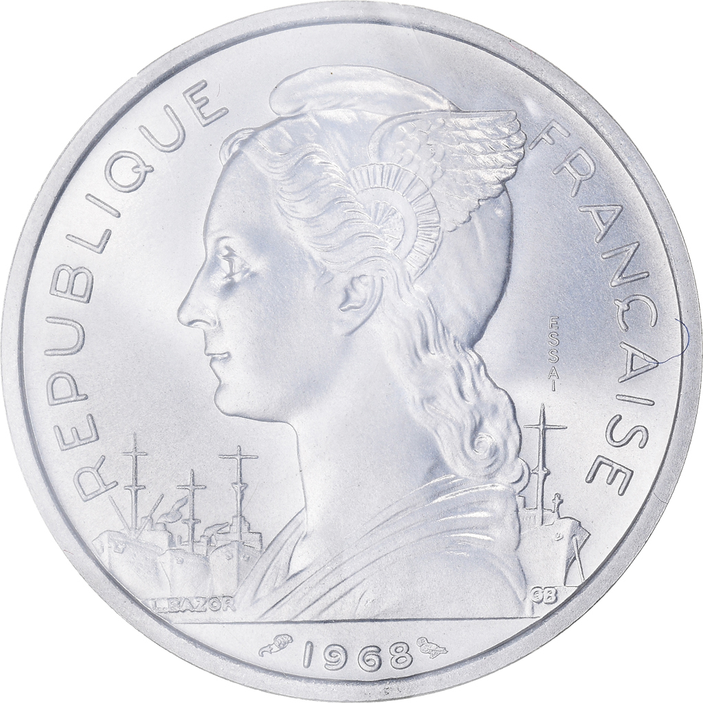 Coin, FRENCH AFARS & ISSAS, 5 Francs, 1968, Paris, ESSAI, , Aluminium