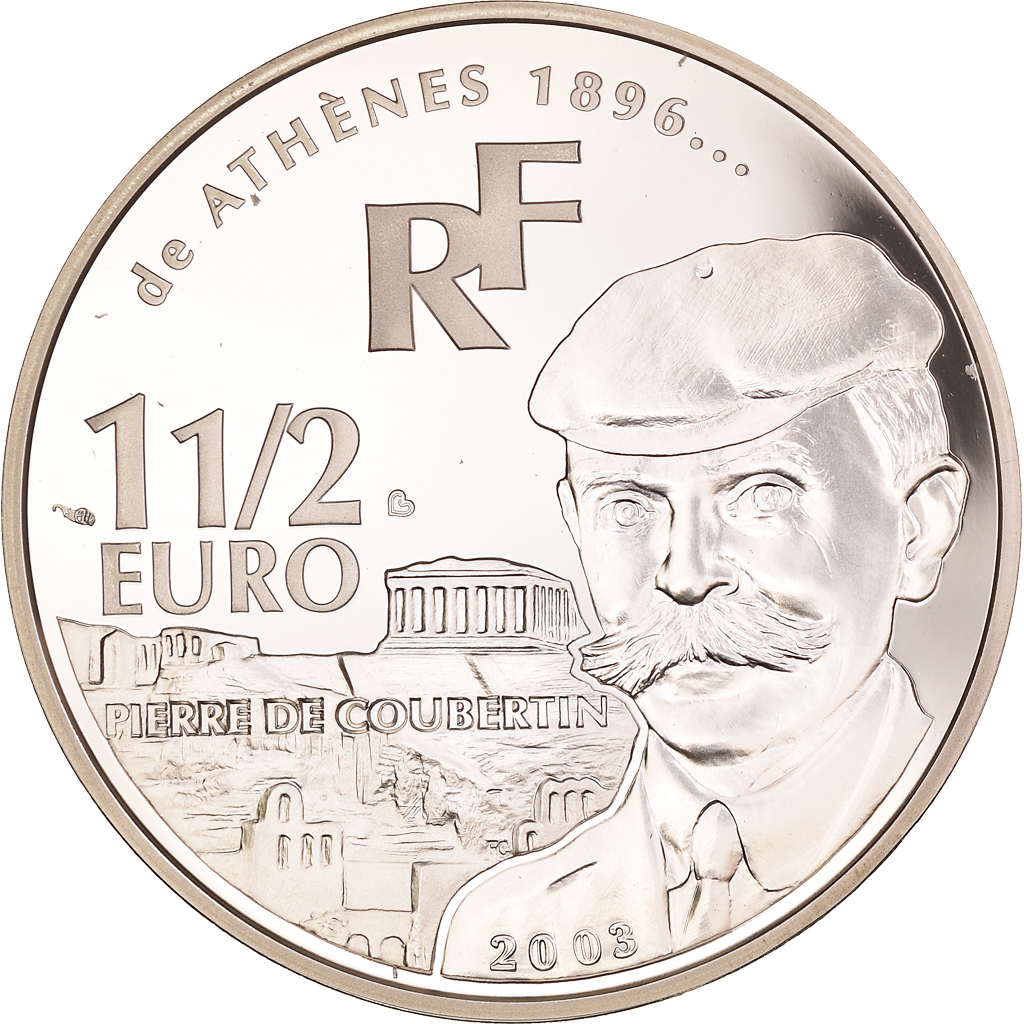 France, 1-1/2 Euro, De Athènes à Athènes, 2003, Paris, , Silver