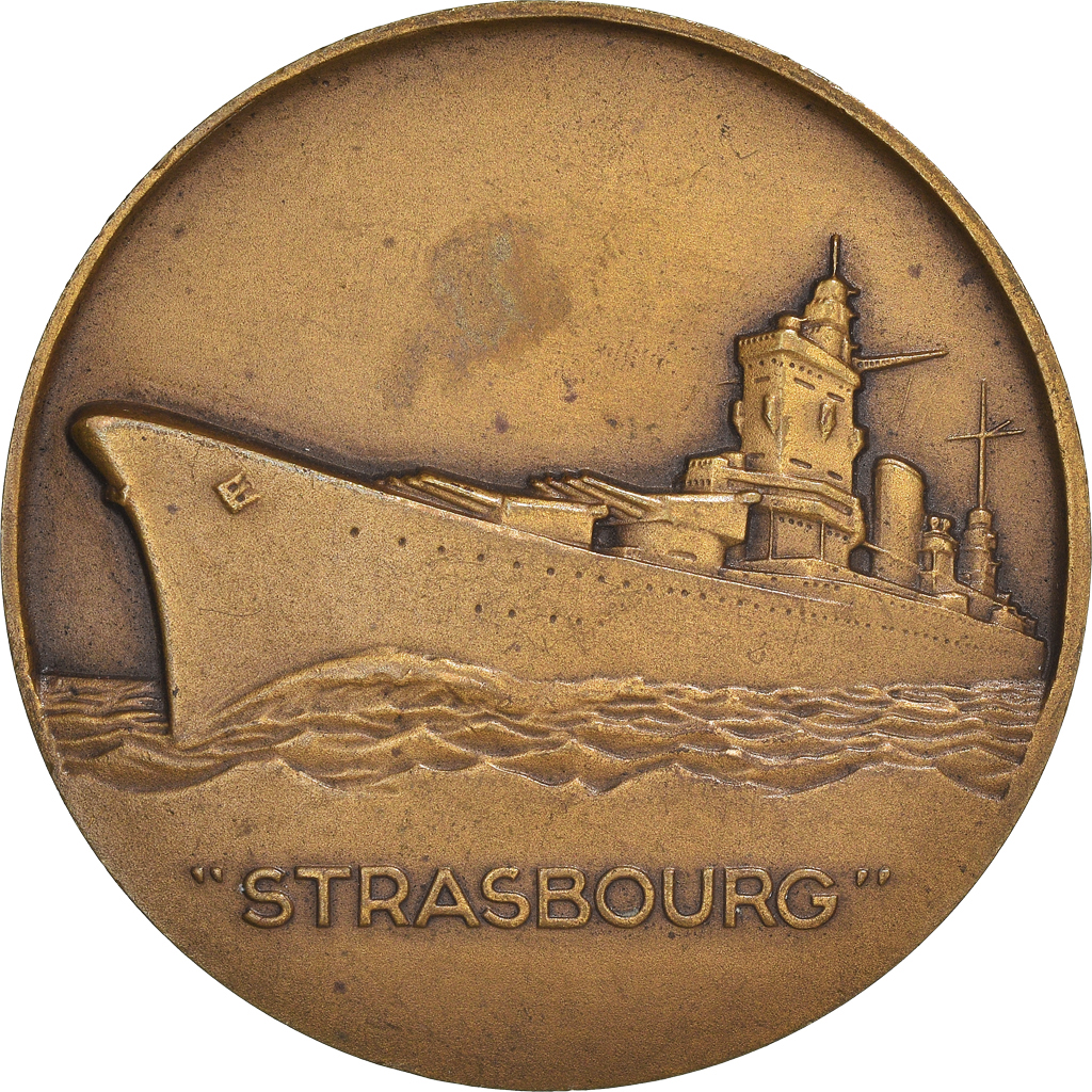 France, Medal, Cuirassé Strasbourg, Shipping, Guiraud, , Bronze