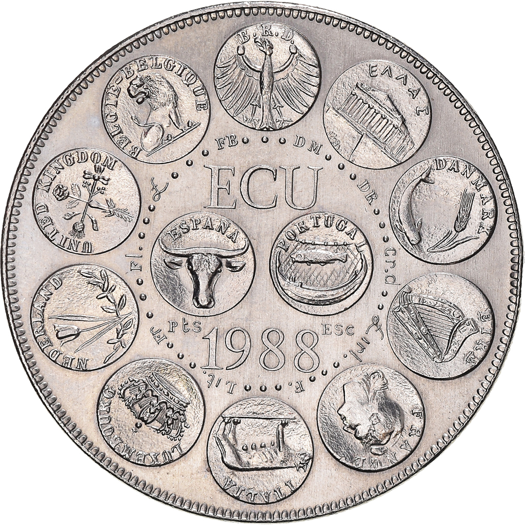 France, Medal, Ecu Europa, Marianne, Politics, 1988, , Copper-nickel