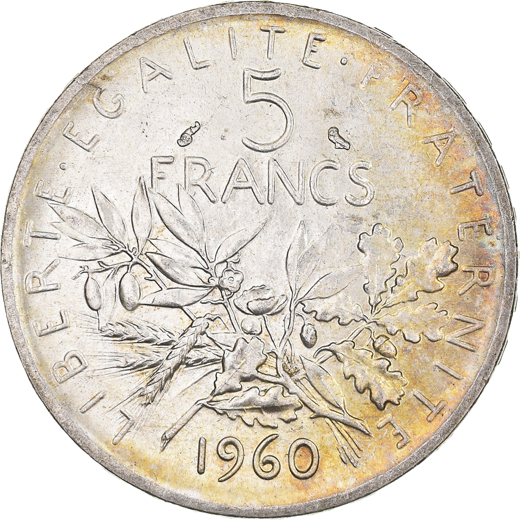 Coin, France, Semeuse, 5 Francs, 1960, , Silver, KM:926, Gadoury:770