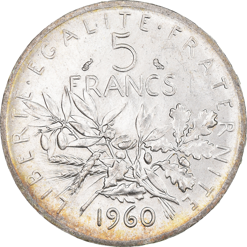 Coin, France, Semeuse, 5 Francs, 1960, , Silver, KM:926, Gadoury:770