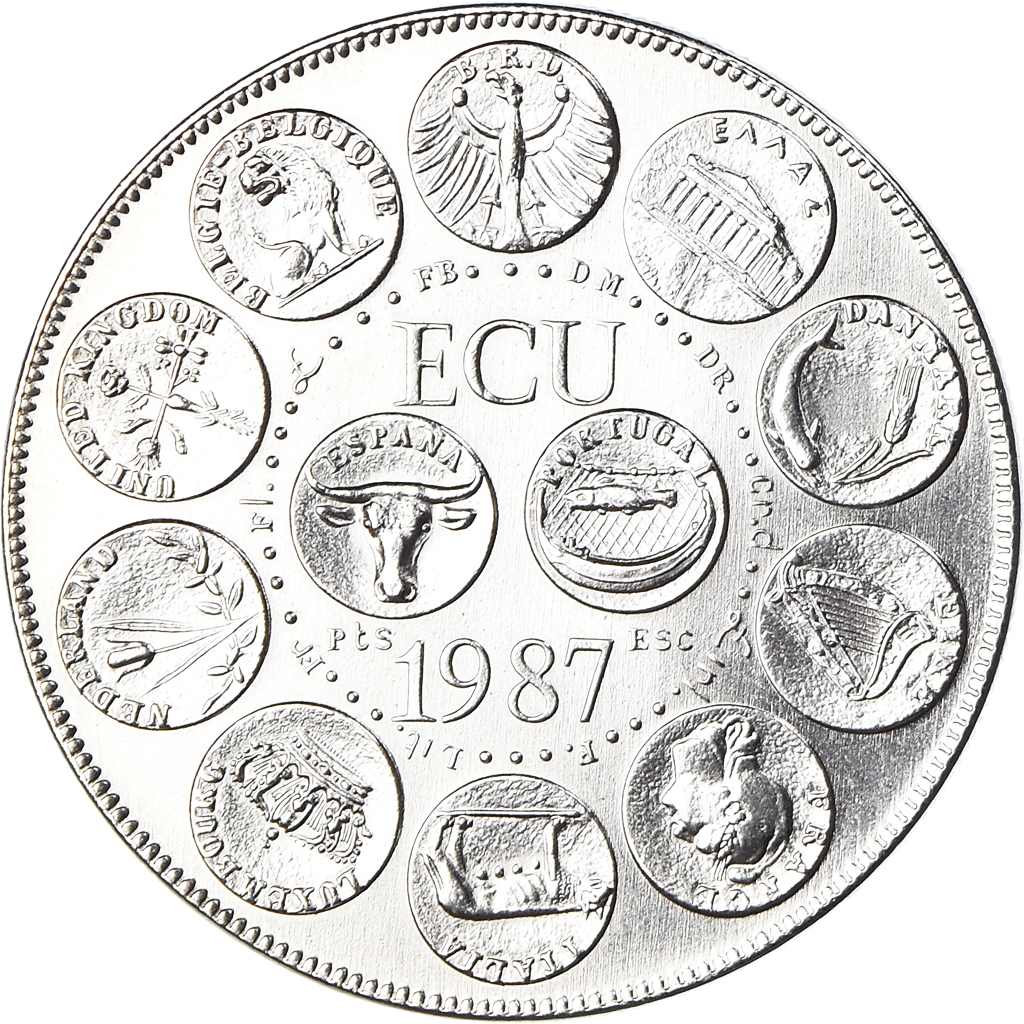 France, Medal, Ecu Europa, Marianne, Politics, 1987, , Copper-nickel