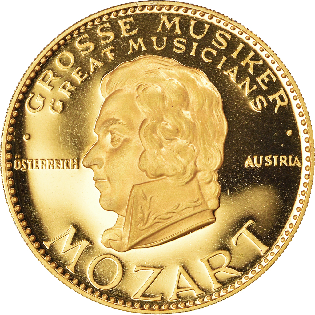 France, Medal, Mozart, Musique, 1991, Proof, , Vermeil