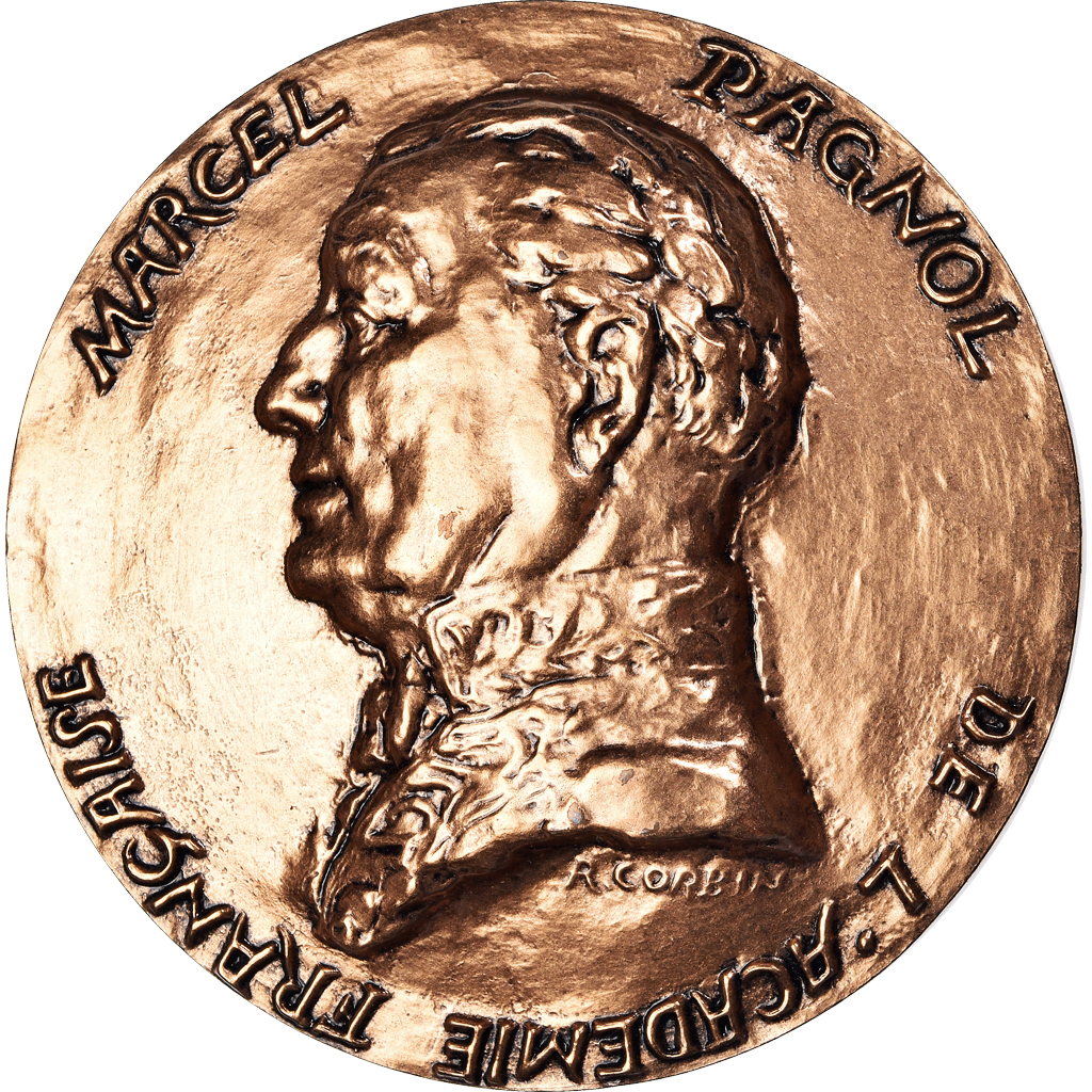 France, Medal, Marcel Pagnol, Académie Française, 1976, Corbin, 
