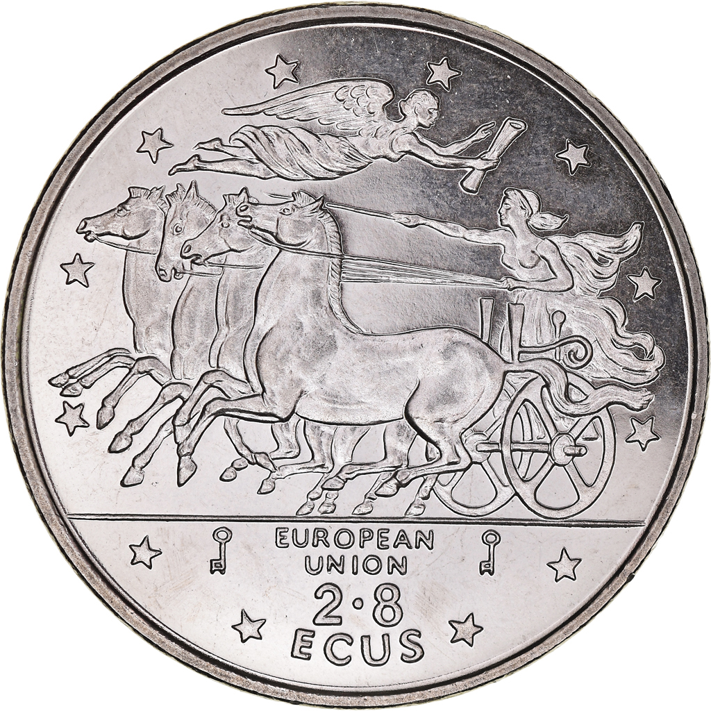 Coin, Gibraltar, Traité de Maastricht, 2.8 Ecus, 1994, , Copper-nickel