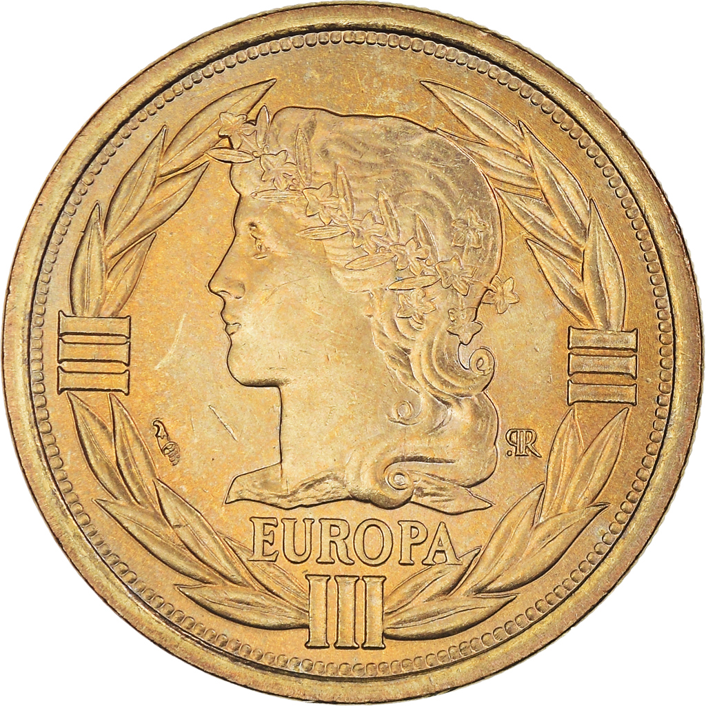 France, Medal, Ecu Europa, Marianne, Politics, 1993, , Gilt Bronze