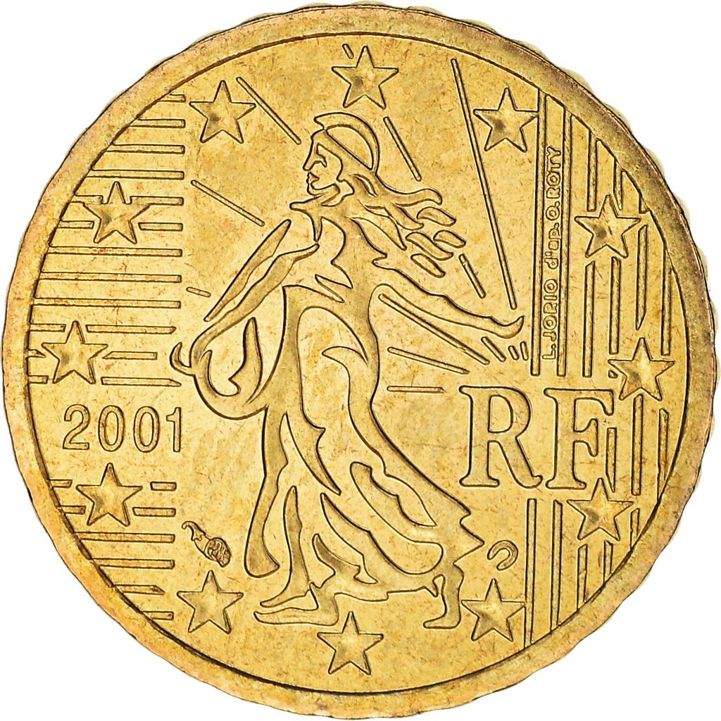 France, 10 Euro Cent, 2001, Paris, BU, , Brass, KM:1285