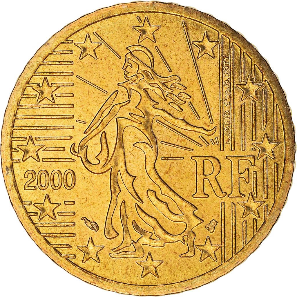 France, 50 Euro Cent, 2000, Paris, BU, , Brass, KM:1287