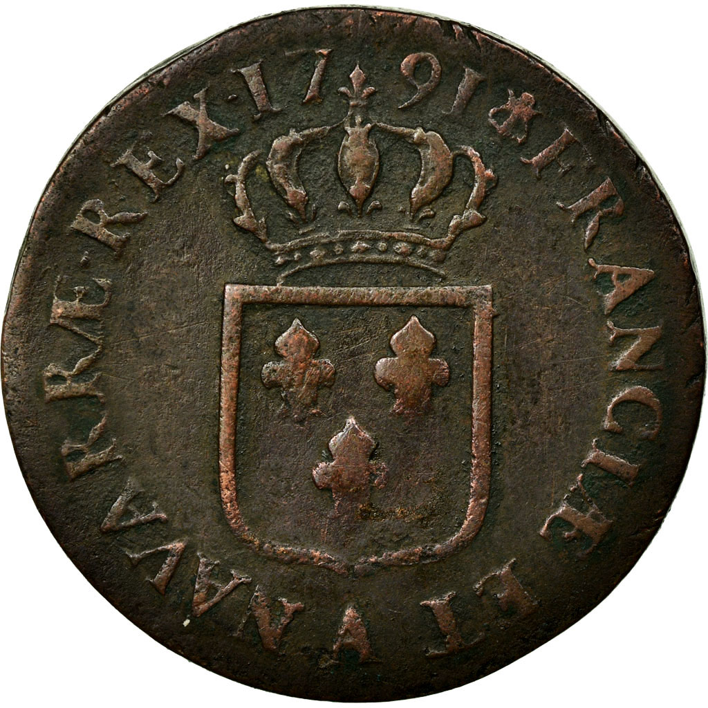 Coin, France, Louis XVI, Sol ou sou, Sol, 1791, Paris, , Copper