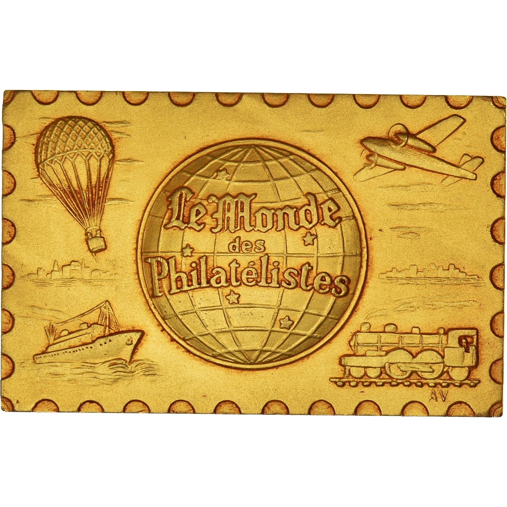 France, Medal, Le Monde des Philatélistes, Timbres, , Gilt Bronze