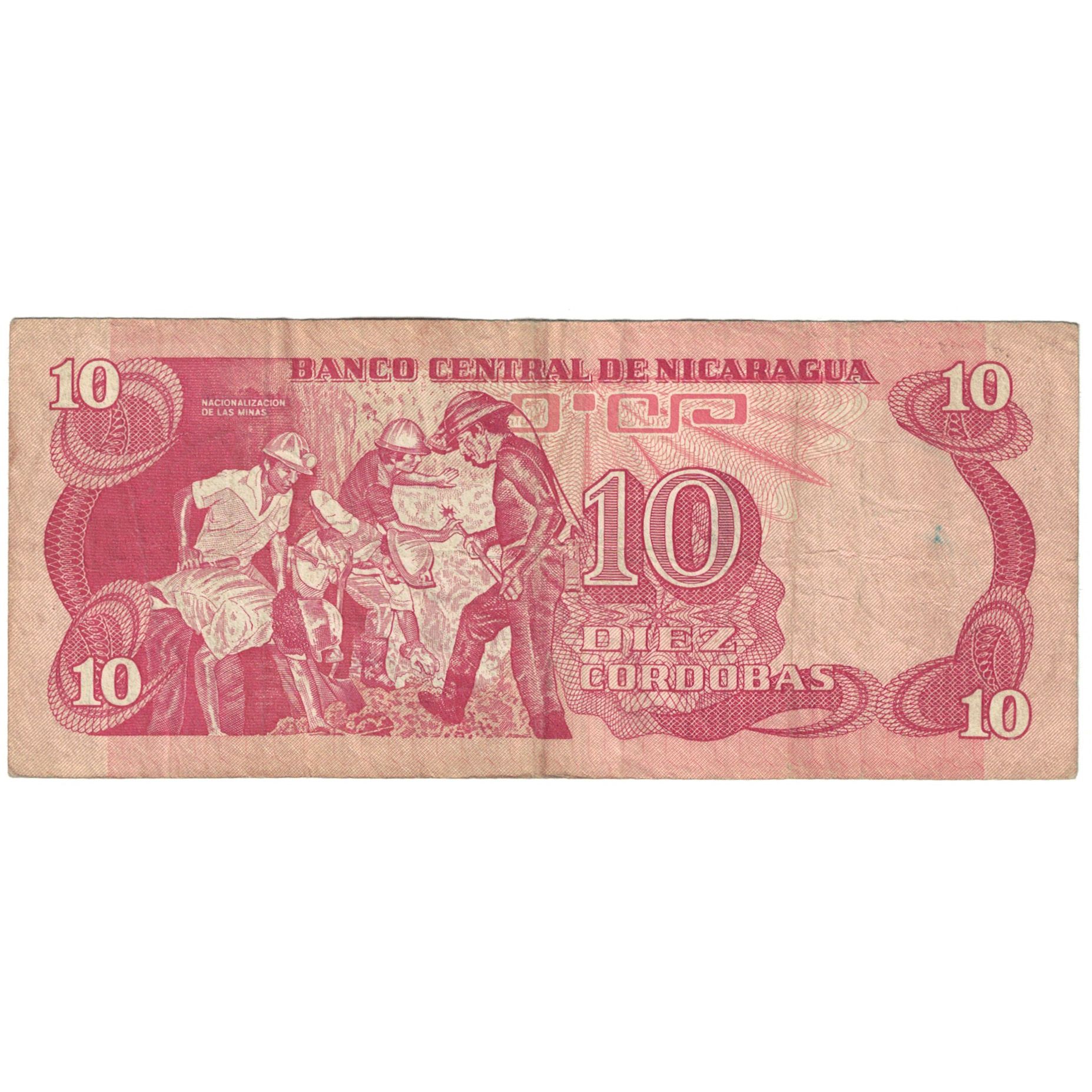 Banknote, Nicaragua, 10 Cordobas, KM:134, VF(20-25)