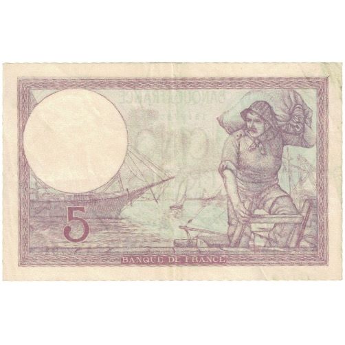 France, 5 Francs, A.52791, EF(40-45), Fayette:3.17,Violet, KM:72e