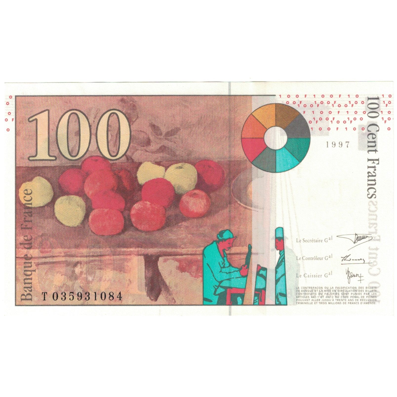 France, 100 Francs, 1997, Cézanne, AU(55-58), Fayette:74.1, KM:158a