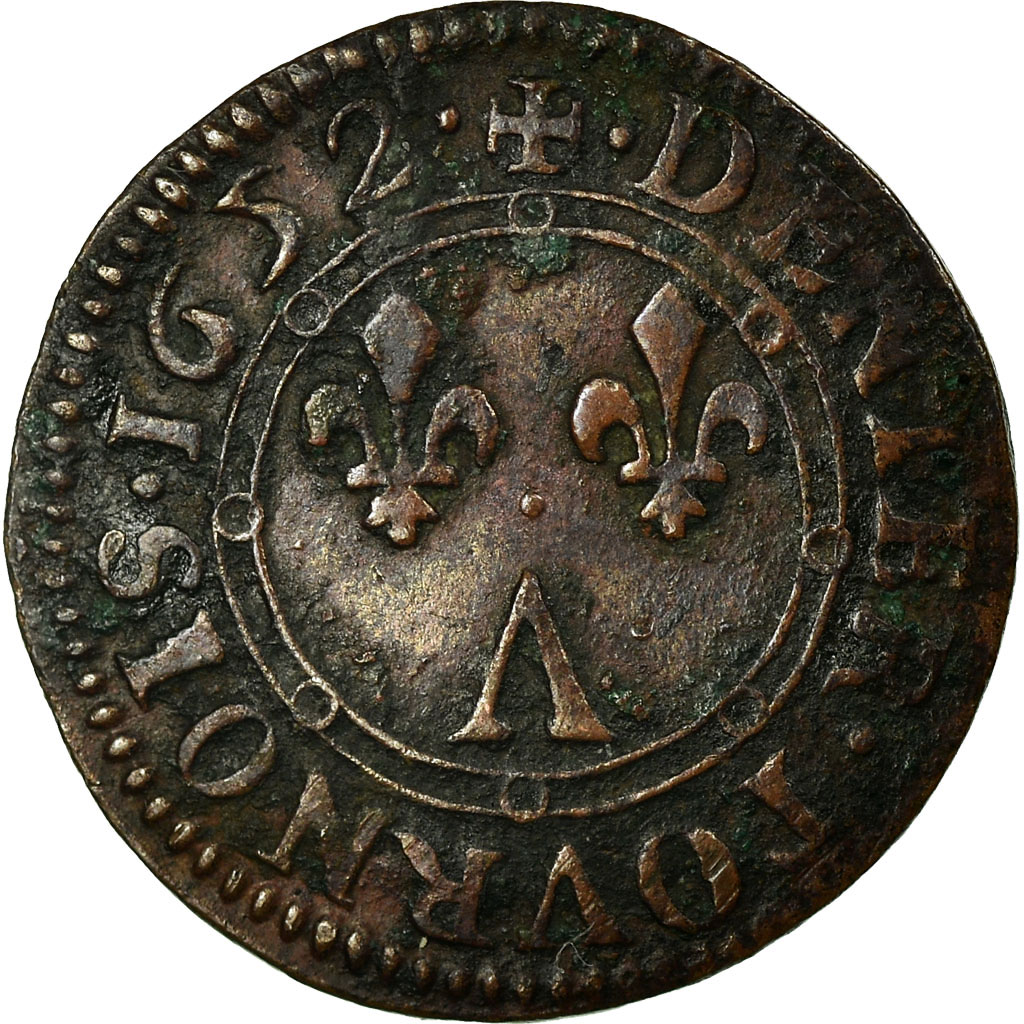Coin, France, Charles II, Denier Tournois, 1652, Charleville, , Copper