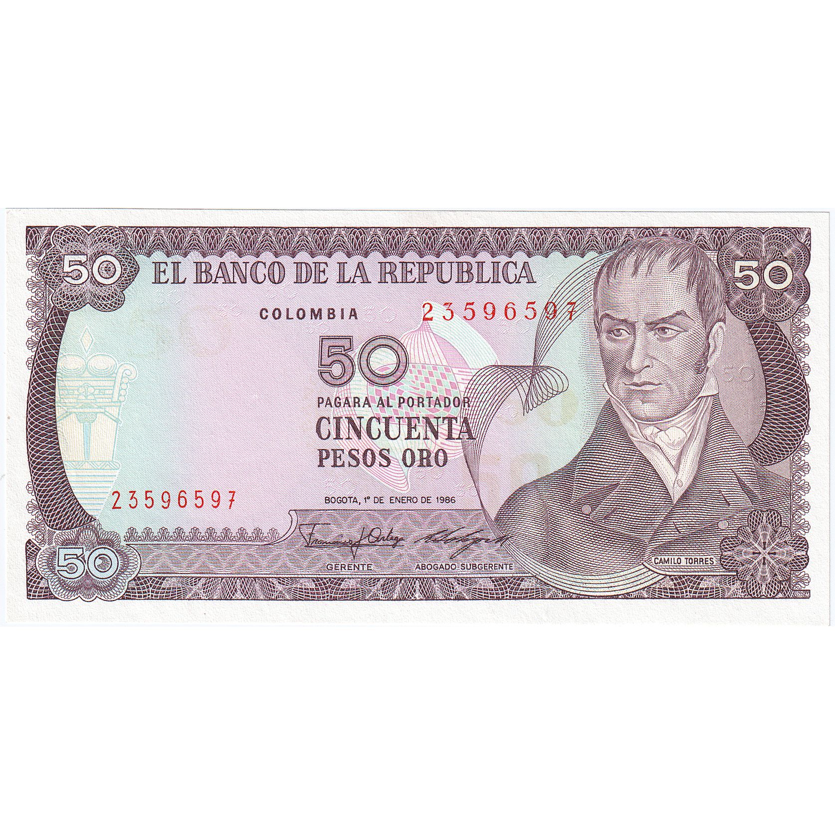 Colombia, 50 Pesos Oro, 1986-01-01, KM:425b, UNC