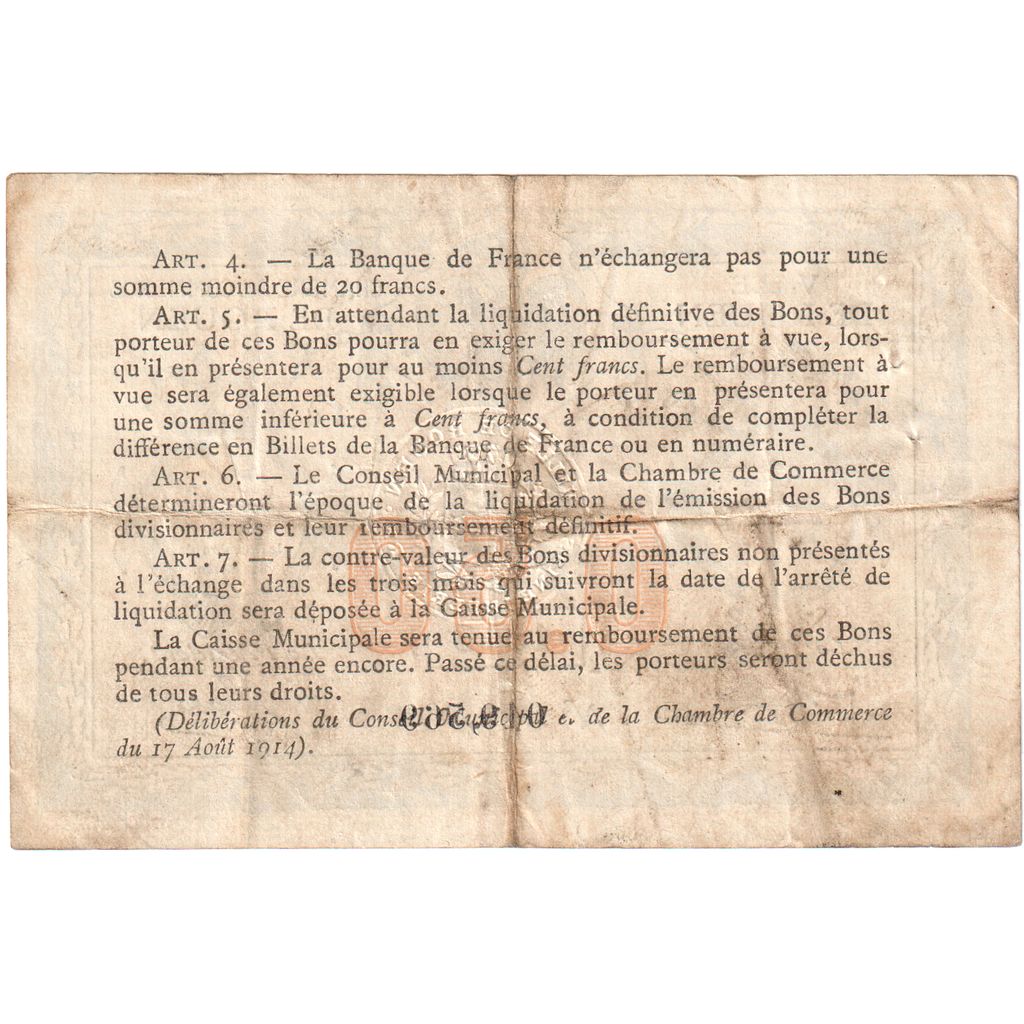 France, Rouen, 50 Centimes, 1916, Chambre de Commerce, VF(20-25), Pirot:110-18