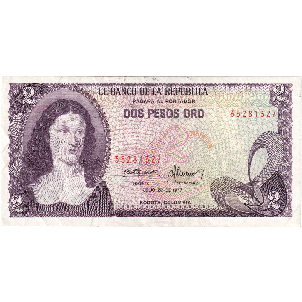 Colombia, 2 Pesos Oro, 1977-07-20, EF