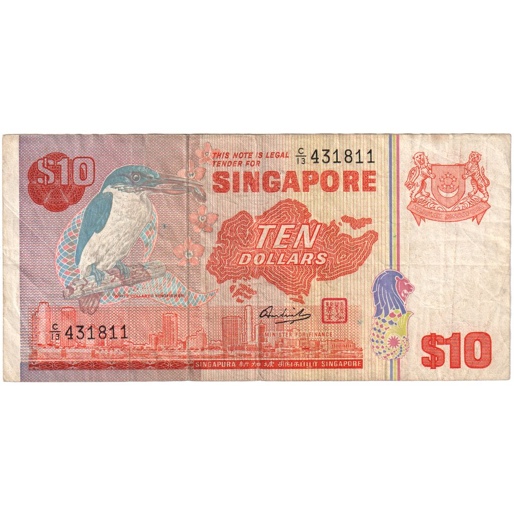 Singapore, 10 Dollars, VF