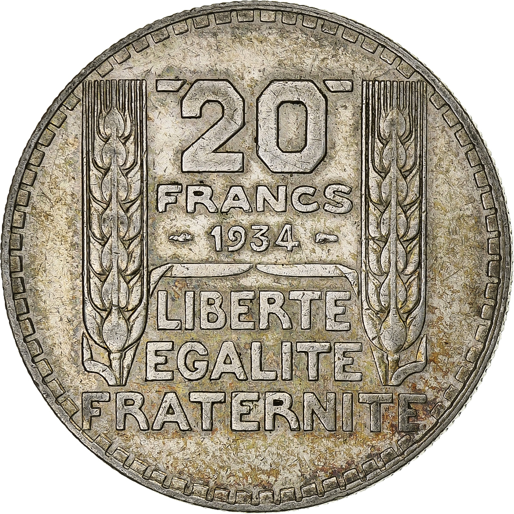 France, 20 Francs, Turin, 1934, Paris, Silver, , Gadoury:852, KM:879