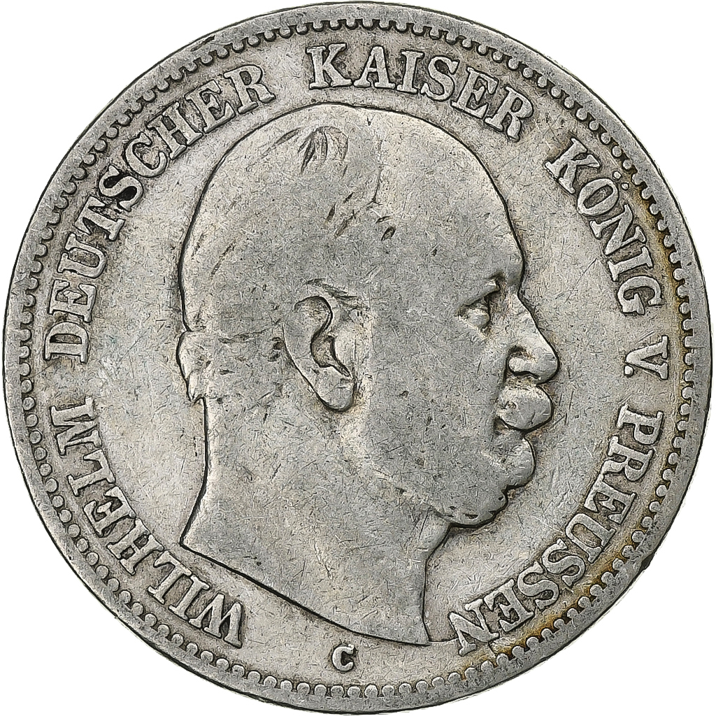 German States, PRUSSIA, Wilhelm I, 2 Mark, 1876, Cleves, Silver, 