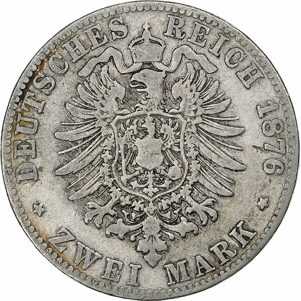 German States, PRUSSIA, Wilhelm I, 2 Mark, 1876, Cleves, Silver, 