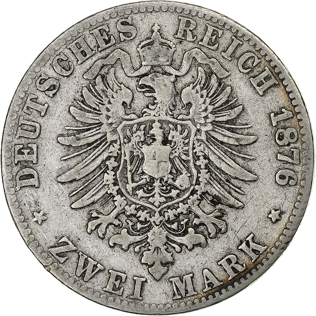 German States, PRUSSIA, Wilhelm I, 2 Mark, 1876, Cleves, Silver, 